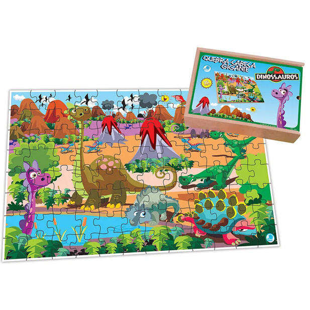 Quebra-Cabeça  GIGANTE DINOSSAUROS C/ 96 PEÇAS (SQ)
